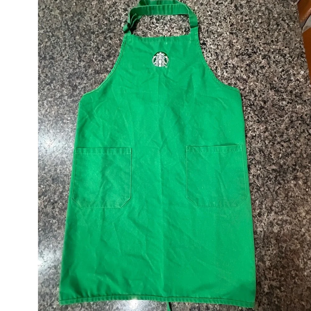 Starbucks Barista Apron Green Siren Logo Embroidered Two Pocket Uniform Bib